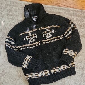 Sundance Catalog-Lost Horizons- Eagle Cowichan Sweater-Unisex Men S/M, Woman L